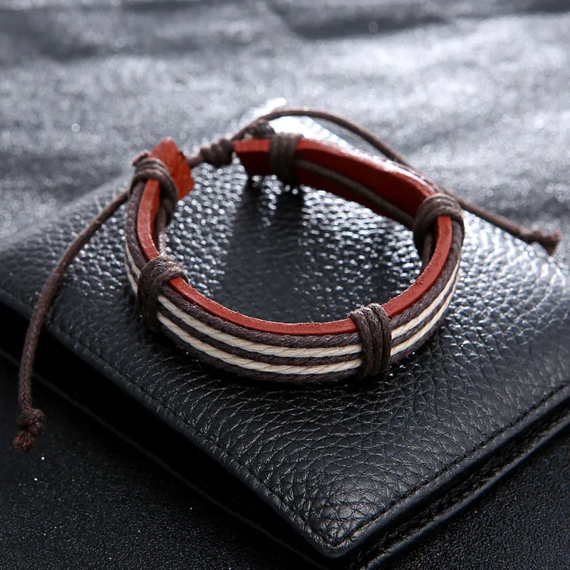 Retro Brown Leather Rope Handmade Braided Charm Bracelets Men Women Lover Punk Decor Jewelry Fashion Accessories