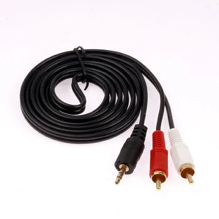 Livraison gratuite plaqué or 3M stéréo audio 3,5 mm prise mâle vers AV 2RCA audio 3,5 mm vers 2 connecteur de câble RCA