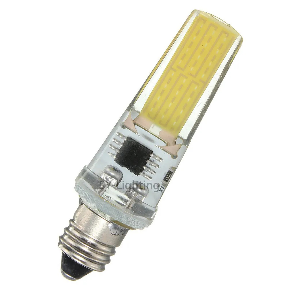 blanco E11 bombilla LED COB regulable de verano 110V 220V AC 2508 3W 300 lumen de silicona lámpara de la lámpara de la lámpara transparente luz de la vela blanca / caliente