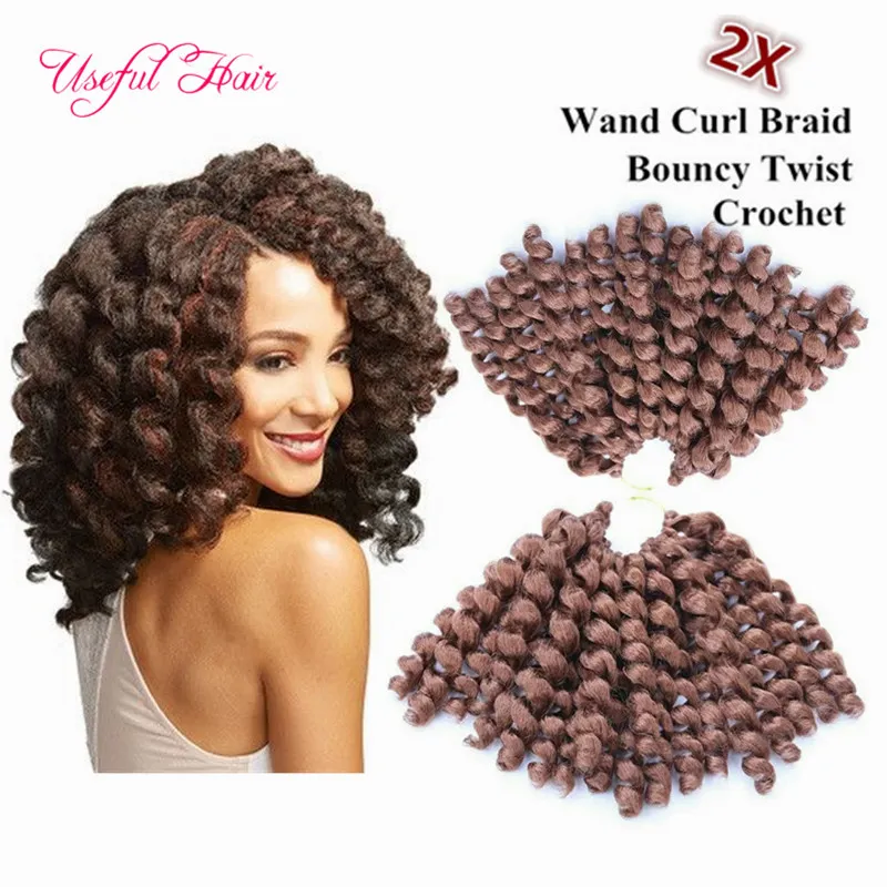 WAND CURL 8 pulgadas marley trenzas bouncy twist crochet extensiones de cabello Janet Collection pelo trenzado sintético ombre crochet paquetes de cabello EE. UU., Reino Unido