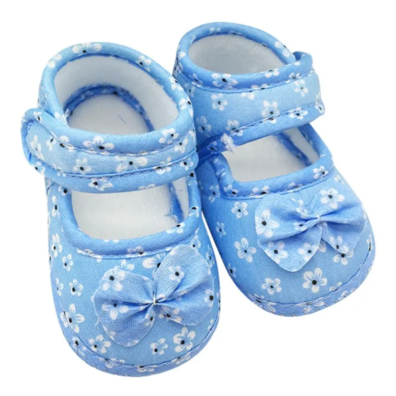 Partihandel-0-18 månader Spädbarn Prewalker Toddler Girls Kid Bowknot Soft Anti-Slip Crib Shoes