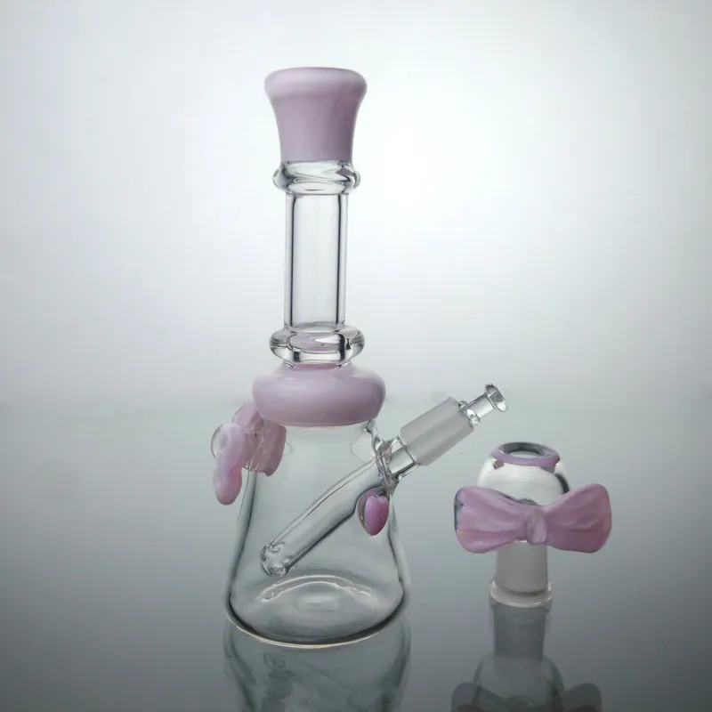 Bongolie Rigs Glazen Bongs Dab Rigs Bong met bowknot schattig voor Lady Girl Friend