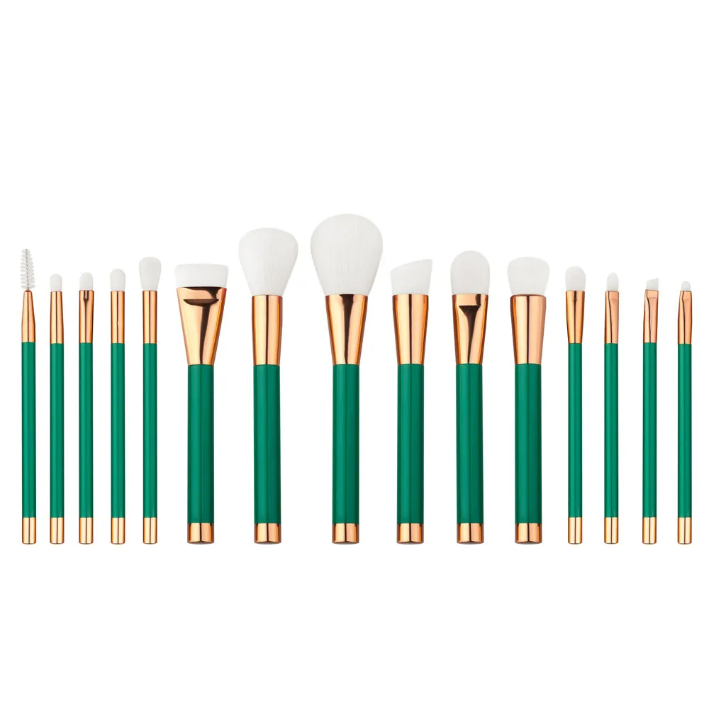 Vander 15Pcsset Green Makeup Brushes Set Kit Professional Foundation Brush Tool Beauty Tools Kits pincel maquiagem (39)