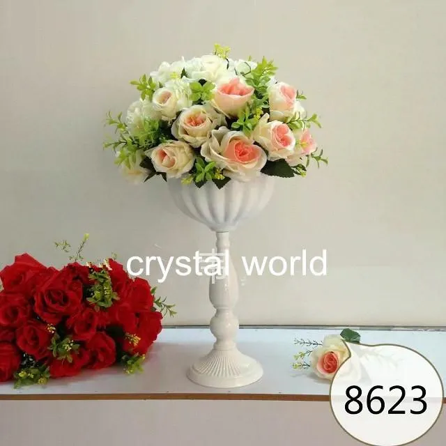 Elegante mini prata cristal vela titular flor stands centrais para 12 mesa de casamento decoração