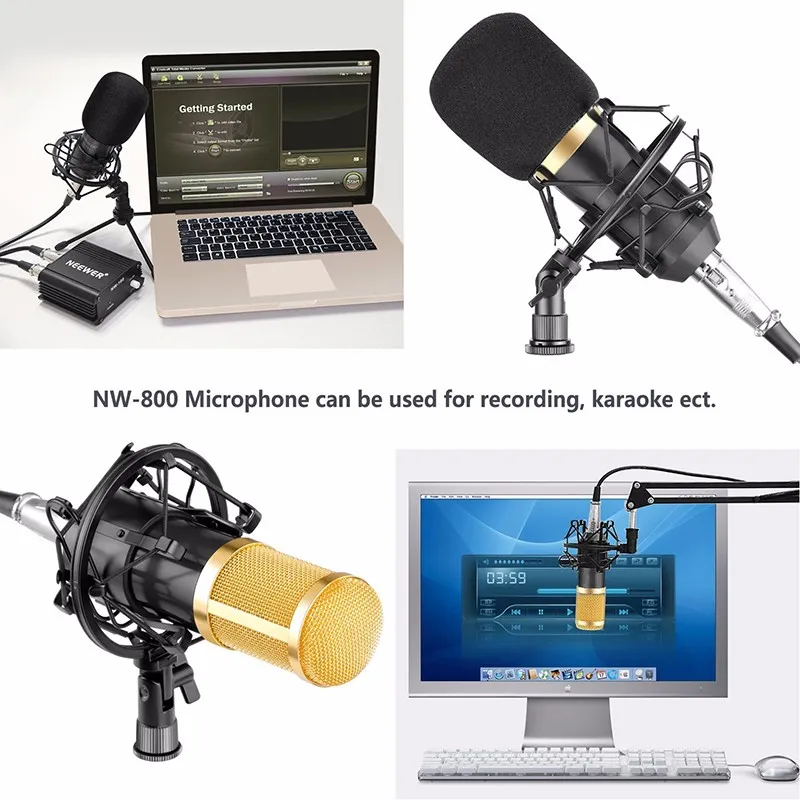 Wholesale New BM-800 Condenser Microphone Sound Recording Microfone With Shock Mount Radio Braodcasting Microphone For Desktop PC bm800