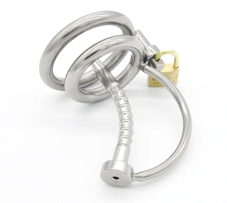 Metal Male Chastity Devices Cock Cages with Catheter Catheters & Sounds Lock Penis Ring Cage Plug Sex Toys for Men
