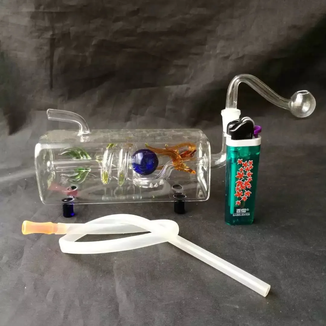 Accessoires de bongs en verre de fumée d'eau de dragon de pan de tube horizontal, accessoires de bongs en verre en gros, narguilé en verre, fumée de tuyau d'eau fre