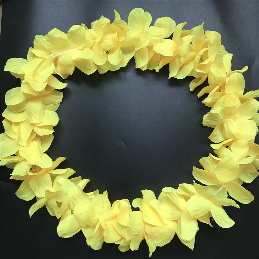 Yellow Hawaiian Leis Jumbo Necklaces Festive Party Garland Silk Flower