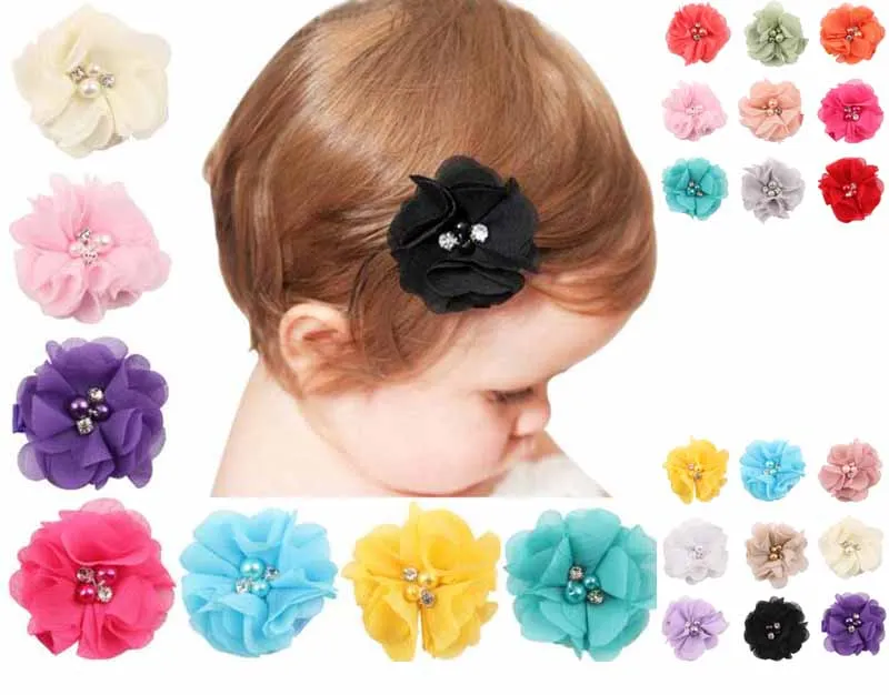INS 18 couleurs bébé fille cristal perle colorée fleur barettes Hair Design Enfants Chapeaux Enfants Hairpin filles Barrettes cheveux accessoires