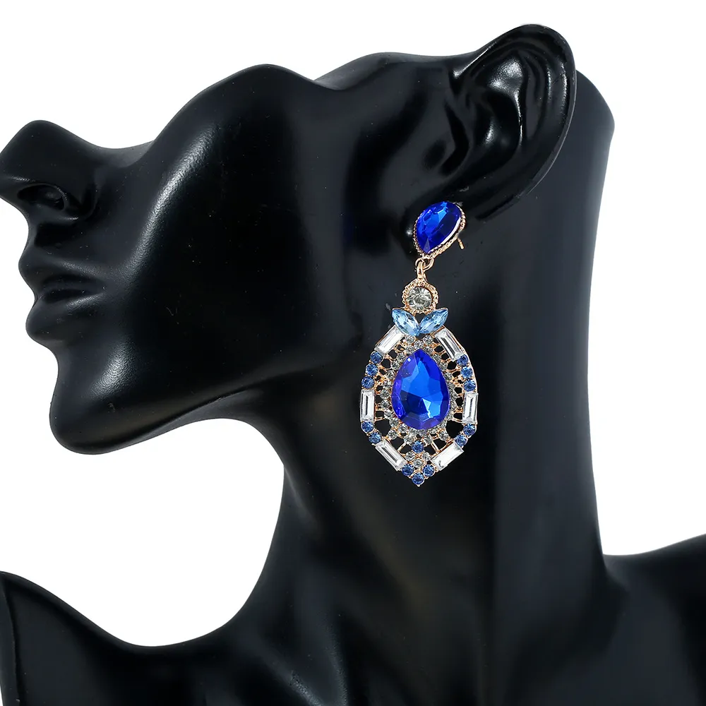 Kolczyki dla kobiet Tanie Biżuteria Diament Swarovski Crystal Stud Akcesoria Ślubne Moda Rhinestone Kolczyki Ślubne Zielony Niebieski Czerwony