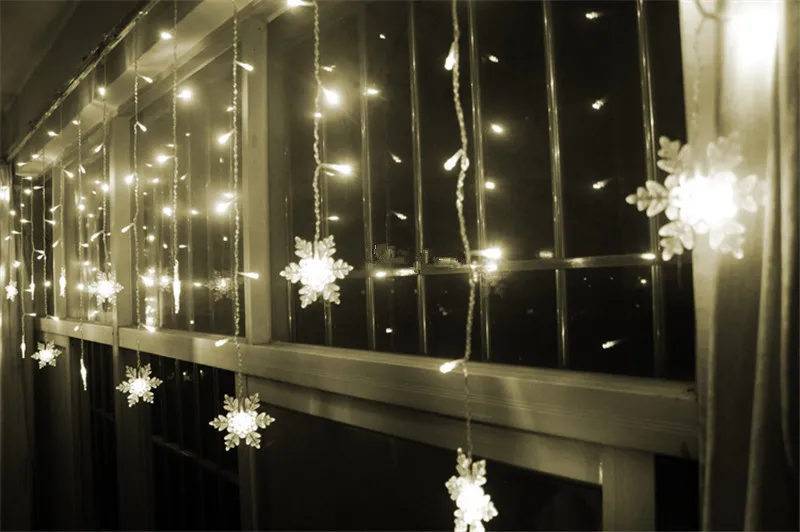 3,5m 100smd snöflinga LED-sträng gardinljus Festoon Lights Holiday Christmas Wedding Party Decor