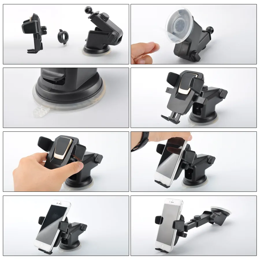 Universal 360 Degree Easy One Touch Car Mount for iPhone X MAX Hand Smart CellPhone Holder Suction Cup Cradle Stand Holders wi2068751