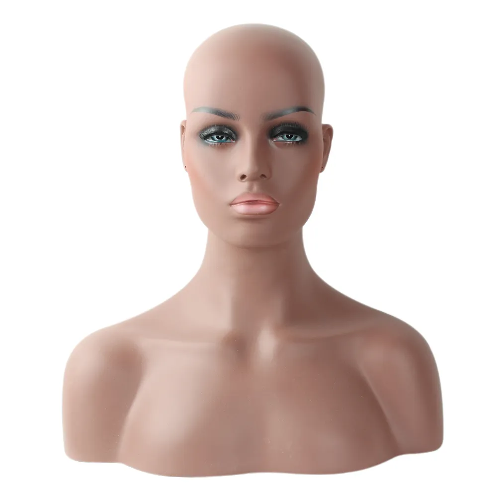 Fibre de verre femelle réaliste de buste de mannequin afro-américain de fibre de verre pour perruques de dentelle afficher cinq peau et maquillage différents