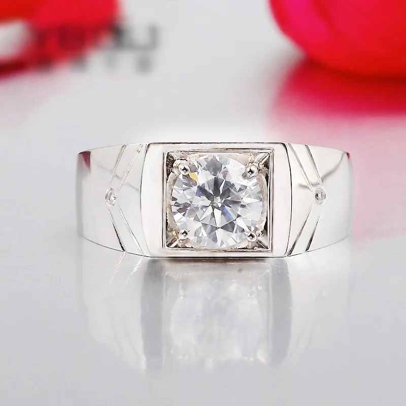 YHAMNI Originele Echte 925 Sterling Zilveren Ringen voor Man Hot Koop Mannen Bruiloft Sieraden Ring 1 Karaat CZ Diamanten verlovingsring MJZ011