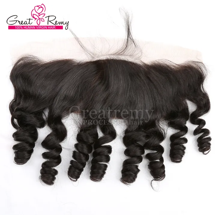 Greatremy Brasilian Loose Wave 3bundles with Lace Frontal 13x4 Loose Wave Ear to Ear Lace Frontal Stängning med mink brasiliansk hårförlängning