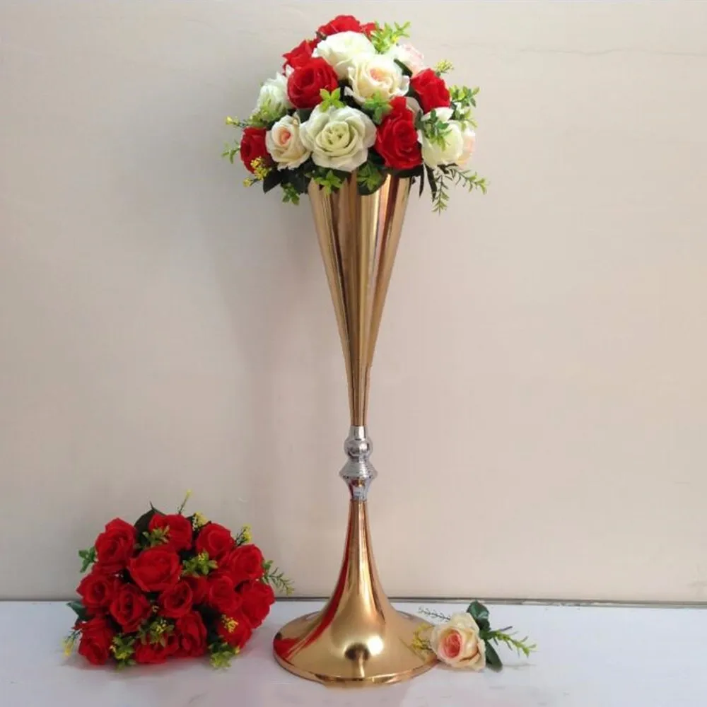 70 cm yüksek Yeni! Altın düğün masa çiçek standları / düğün masa centerpieces için çiçek vazo