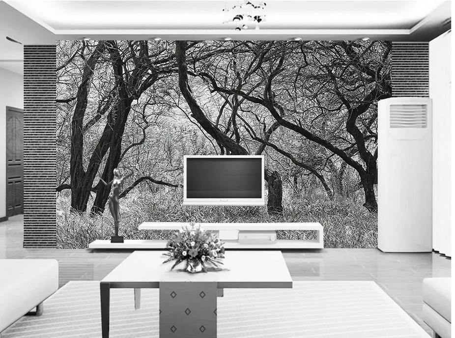 Black And White Trees With Frescoes Mural 3d Wallpaper 3d Wall Papers Black And White Trees With Frescoes Mural 3d Wallpaper 3d Wall Papers