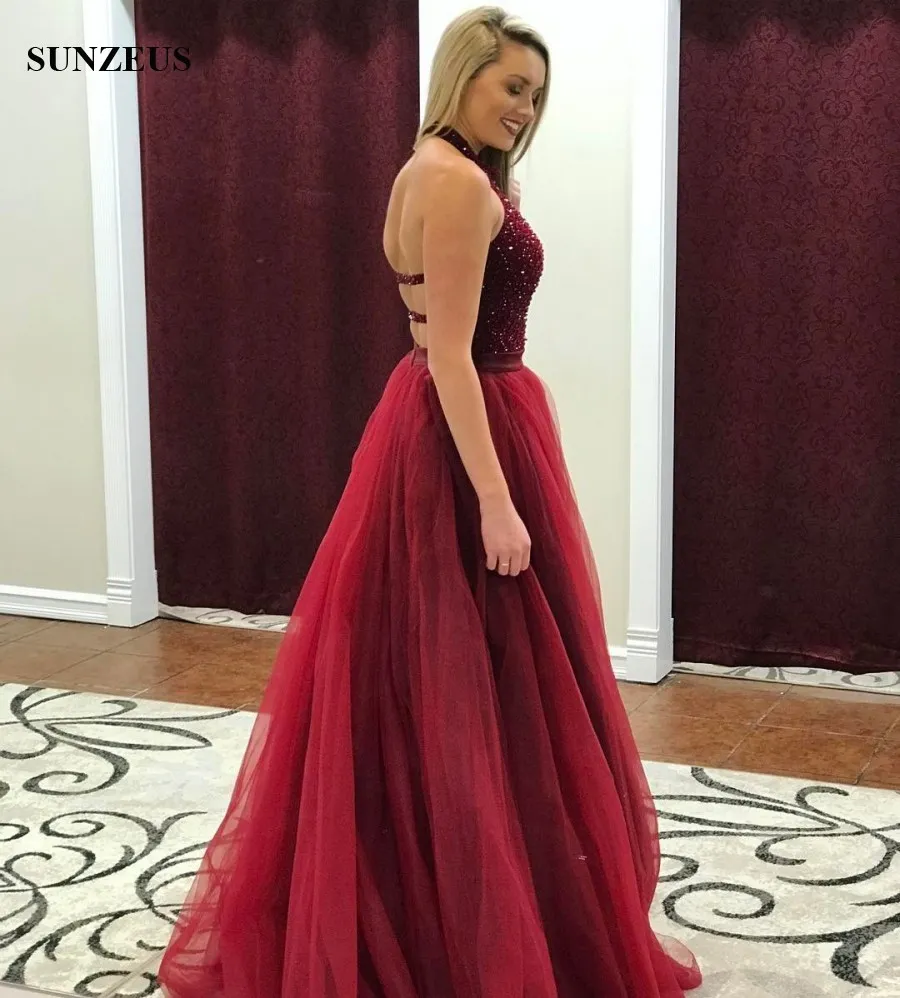 burgundy puffy prom dresses Dark Burgundy Puffy Sleeve Satin Ball Gown Dress