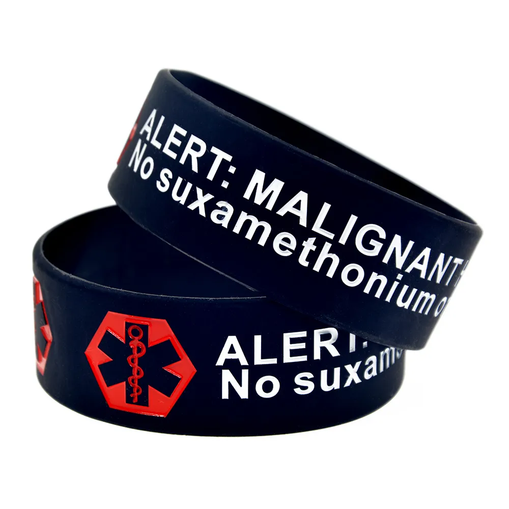 Alert Malignant Hyperthermia Silicone Wristband 1 Inch Wide A Great Message to Carry In Case Emergency