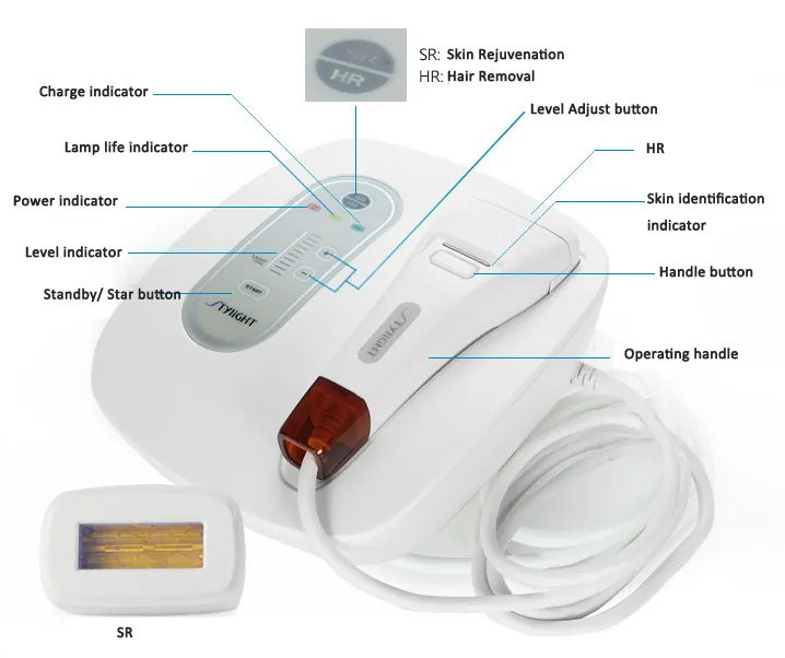 Taşınabilir Mini Eleght IPL Lazer Kalıcı Epilover Cilt Cilt 2 Kartuş İKİ İLE HR ve SR Evde Kullanım için