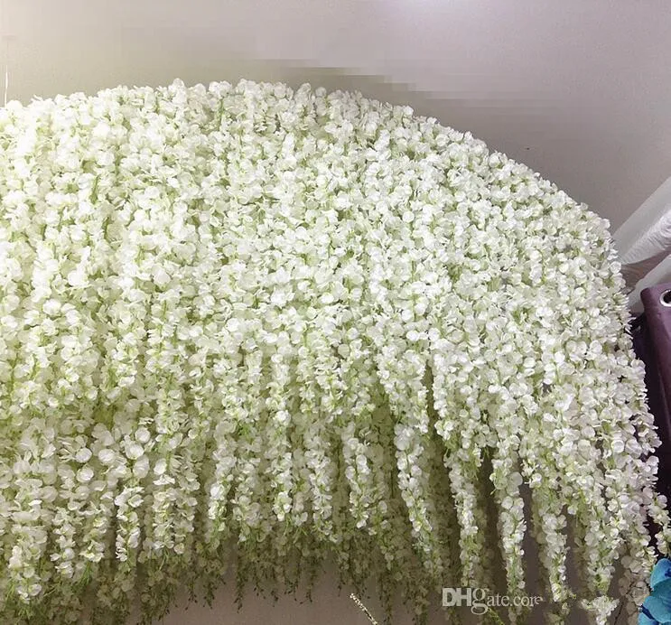 Idee per matrimoni glicine Elegante fiore di seta artificiale Glicine Vite Decorazioni per matrimoni 3 forchette per pezzo più quantità più belle