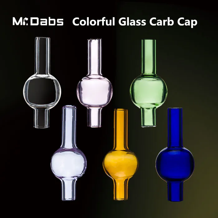 WHOLESALE Colorful Universal Bubber Ball Style Smoking Accessories Glass Carb Cap for most flat bowl quartz bangers Colored for Water Pipes at mr dabs