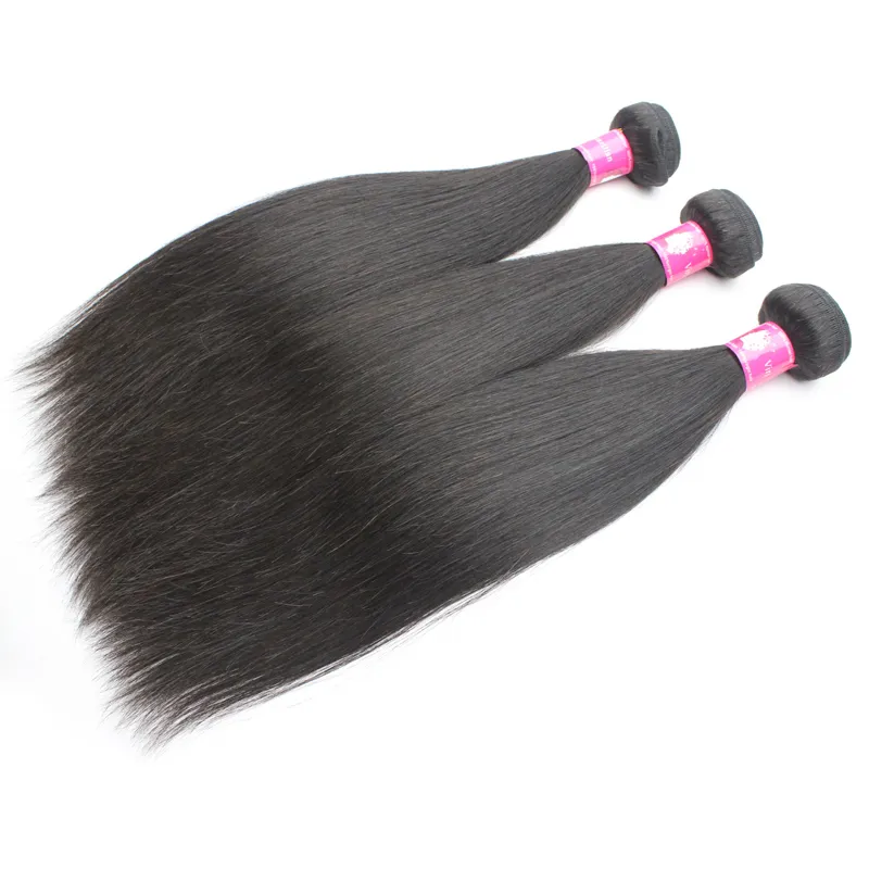 10 stks/partij Peruaanse Virgin Steil Haar Weeft 1B Natuurlijke Zwarte Braziliaanse Remy Human Hair Extensions Soft Indian Steil haar inslag