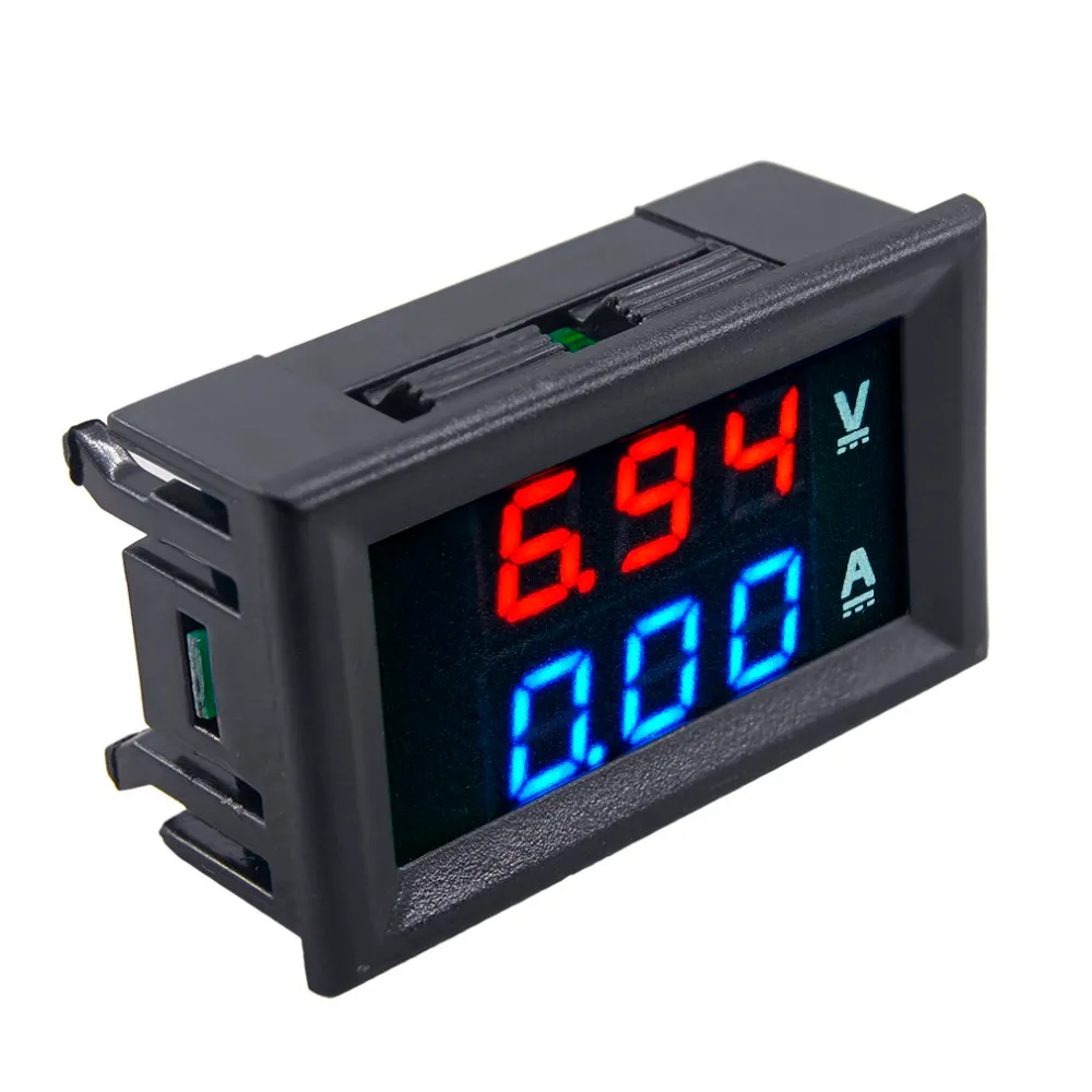 Nowy DC 100 V 10A Voltmeter Amperomierz Niebieski + Czerwony LED Cyfrowy Miernik Volt Volt