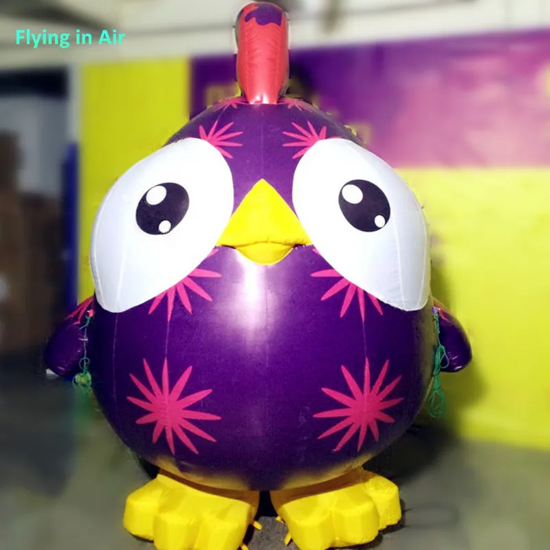 Оптовая продажа 3 м / 4 м фиолетового очаровательного надувного цыпленка с торчащими глазами