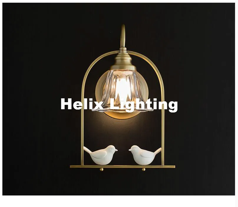 Newly Brass Color Nordic Retro Wall Lamp Nordic Bird Abajur De Parede Vintage Decora Lighting Home Bedrrom Luminaire 110 220V