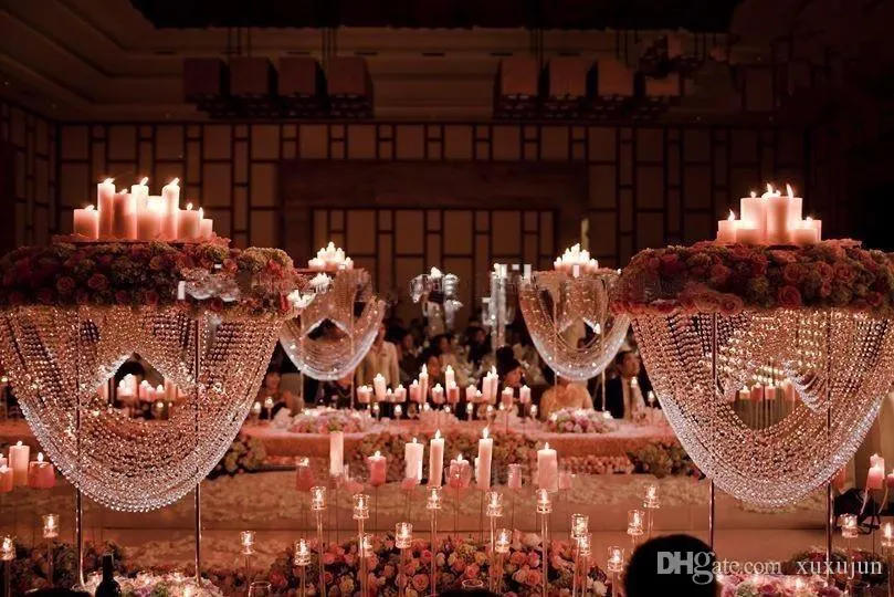 Centro de mesa de boda de cristal acrílico de 2 piezas, envío gratis, centro de mesa de acrílico para boda, soporte de flores, soporte de flores de acrílico para boda largo