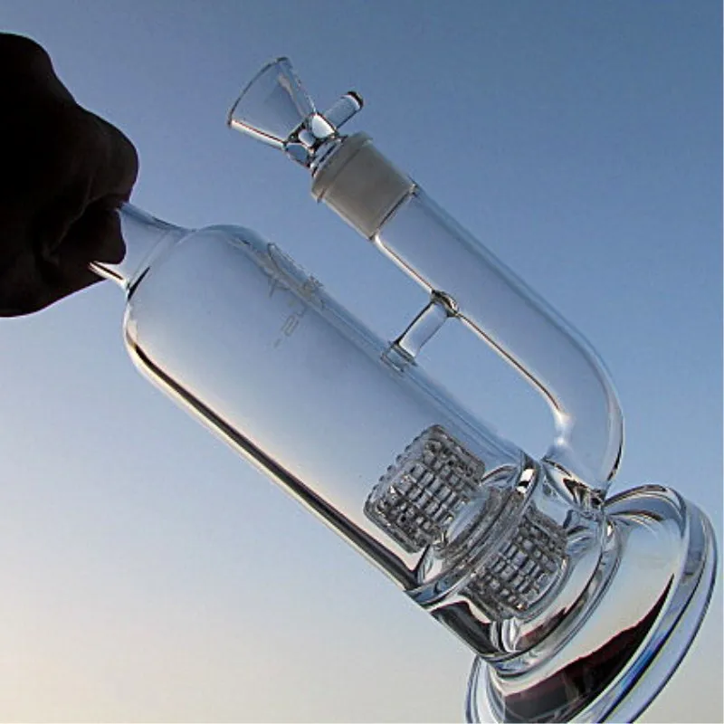 Mobius Glazen bong Stereo dabs herb oil rigs Double Stereo Matrix Perc heavy base fab glazen bong twee stijlen famale joint 18.8mm