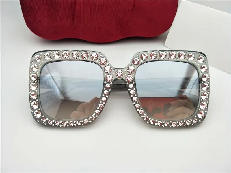 New designer sunglasses 0148 mosaic diamonds design fashion sunglasses for women large square frame small legs sun glasses