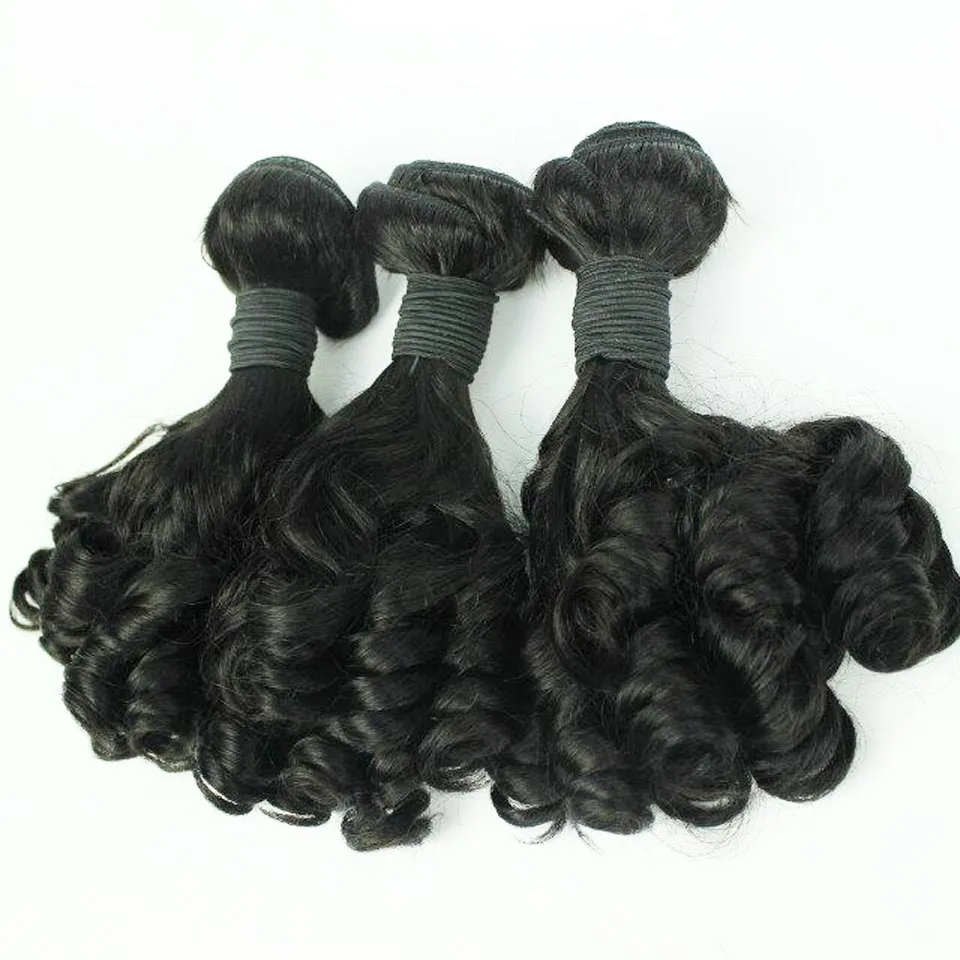 3 sztuk Human Włosów Wiązki Afro Kinky Kręcone Włosy Spirala Curl Weave Egg Curl Human Dziewiczy Włosy Fala Zamknięcie Aunty Funmi Wit Wit Lace Zamknięcie