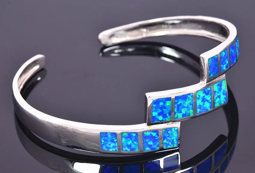 Partihandel Retail Fashion Fine Blue Fire Opal Bangles 925 Silver Plated Smycken För Kvinnor BNT1522004