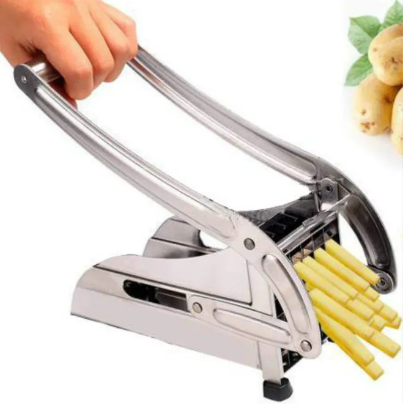 Kitchen Tools French Fries Potato Chips Strip Cutting Maker Stainless Steel Slicer Chopper Dicer + 2 Blades