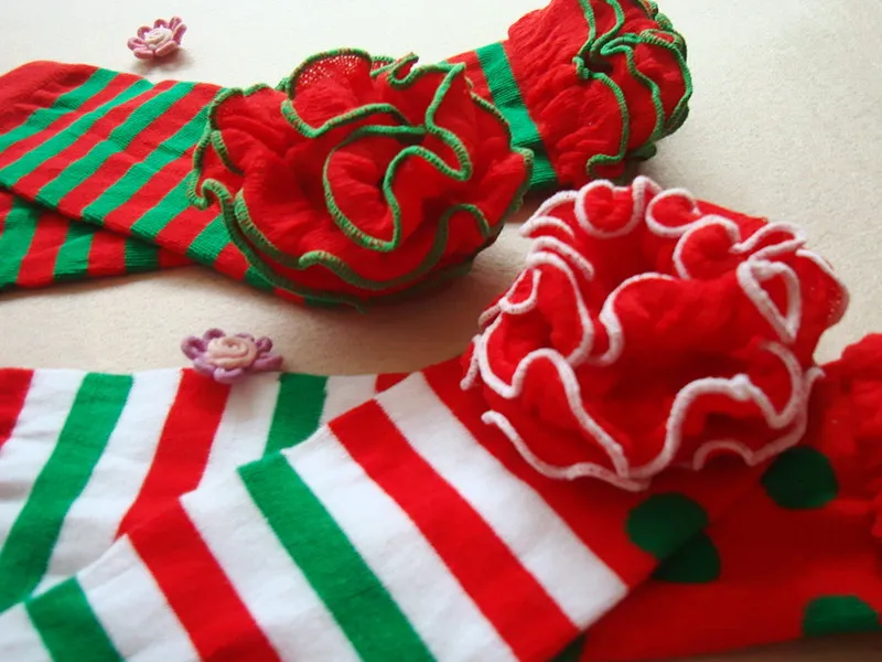 新しい幼児の子供たちのレギンスタイツベビーガールズレッグウォーマーソックス足首の靴下縞模様のドット純粋な綿の女の子クリスマスプレゼントレギンスA6346