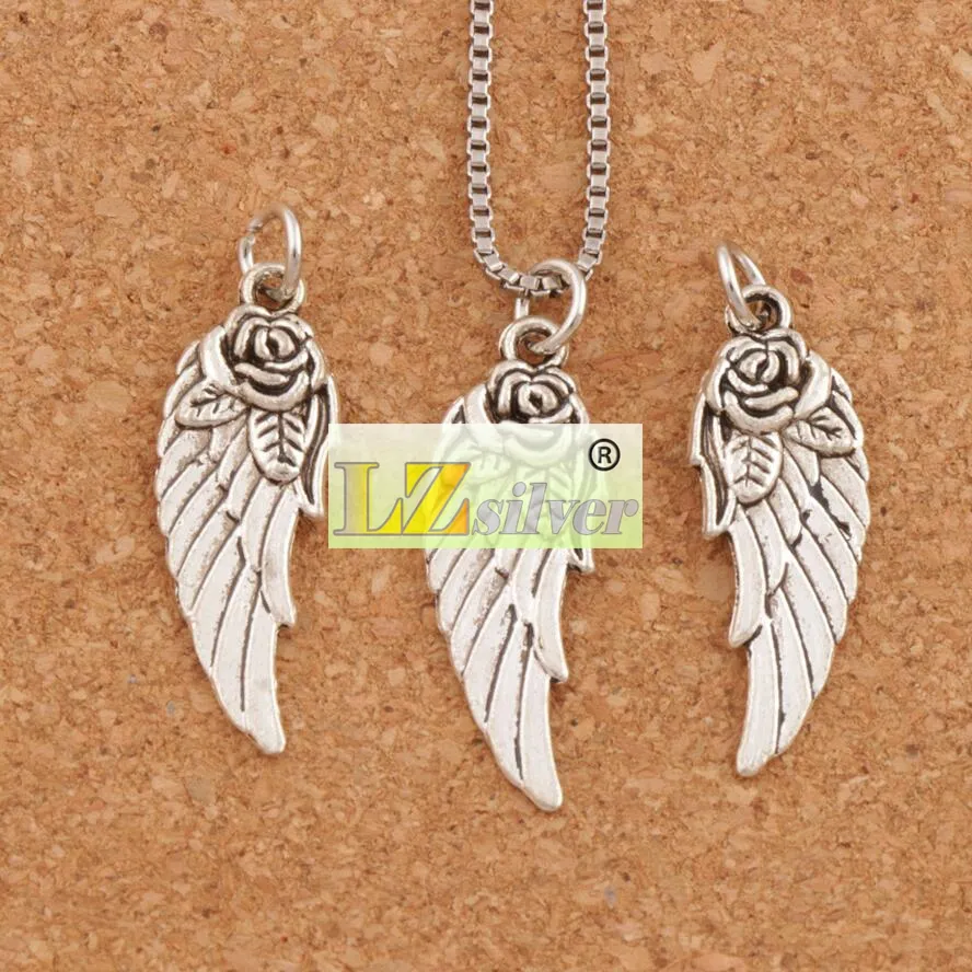 Angel Wing W Rose Spacer Charm perline lot 303x107mm con pendenti argentati antichi fatti a mano Fatti fai da te T16253514158