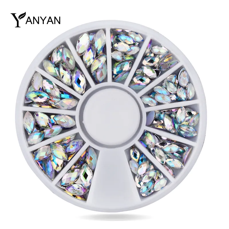 Kristal AB Nail Art Rhinestone Dekorasyon Mix Boyutları Glitter Tırnak Boncuk 3D DIY Güzellik Tırnak Aksesuarları Aracı