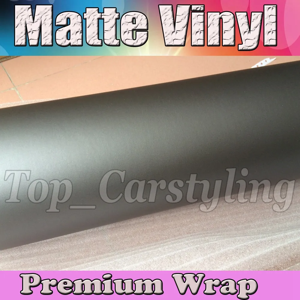 Matowy metalowy szary winylowy folia Wrap z wydaniem powietrza Grey Matt winyl do pakowania pojazdu pokrycia Folia 1,52 x 30m/rolka (5ftx98 stóp)