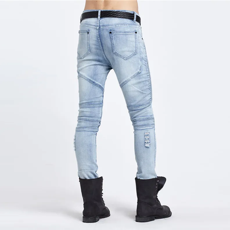 Herbst Winter Straßen Europas die Vereinigten Staaten Biker Explosion Modelle von Jeans Lokomotive Loch nur Hosen Persönlichkeit Flut Jeans