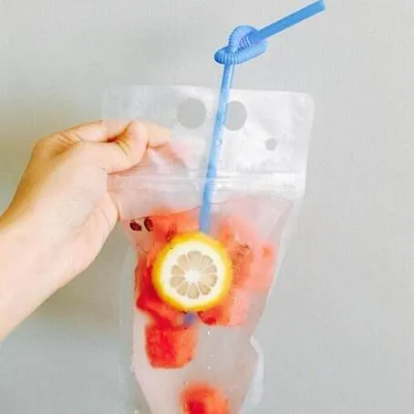 DHL Free 450ml Transparent Self-sealed Plastic Beverage Bag DIY Drink Container Drinking Bag Fruit Juice Food Storage Bag