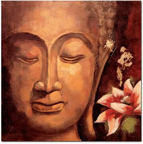 Handmade Decorated Buddha Draw Oil Painting on Canvas Abstract Religion Art Square Size Support Drop Shipping