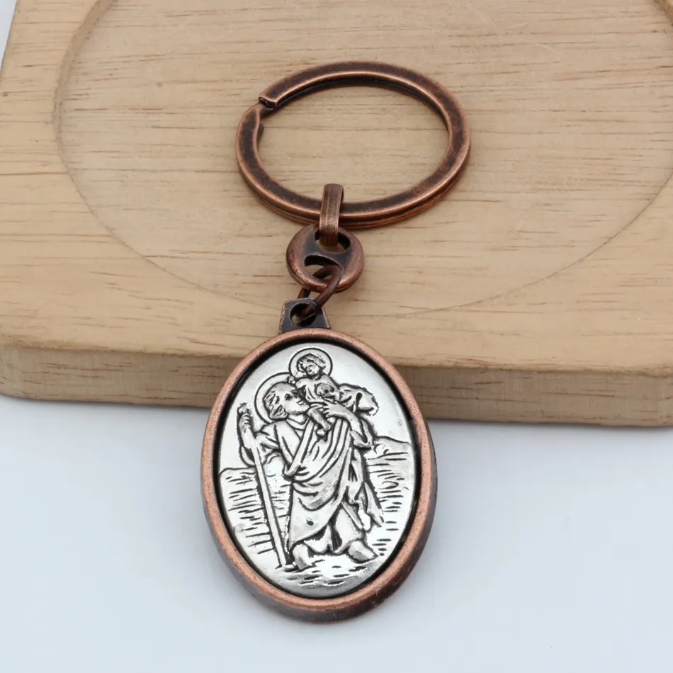 St. Christopher Key Rings Medal The Automobile-2 Inch Large Automobile Travel Protection Keychain