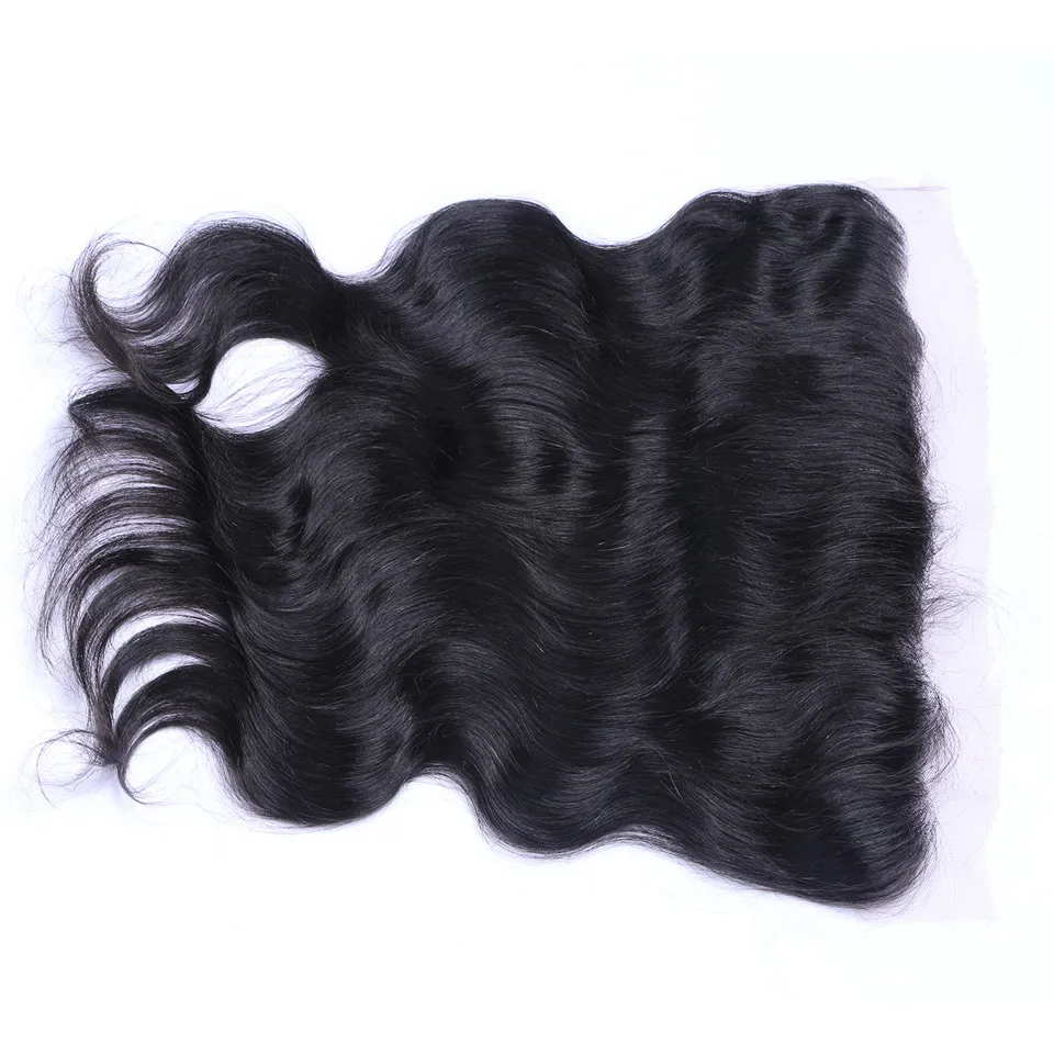 Body Wave Human Hair 13x4 Spets Frontal Stängning PRE PLUCKED NATURLA HURLINE STÄNGER4147023