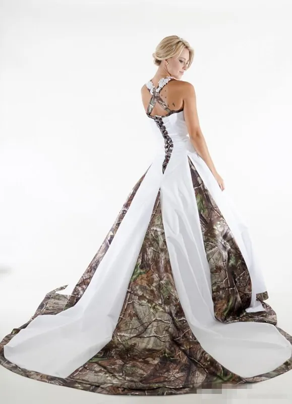 white christmas dresses CAMO wedding dress with PICKUPS and CORSET option main image 1