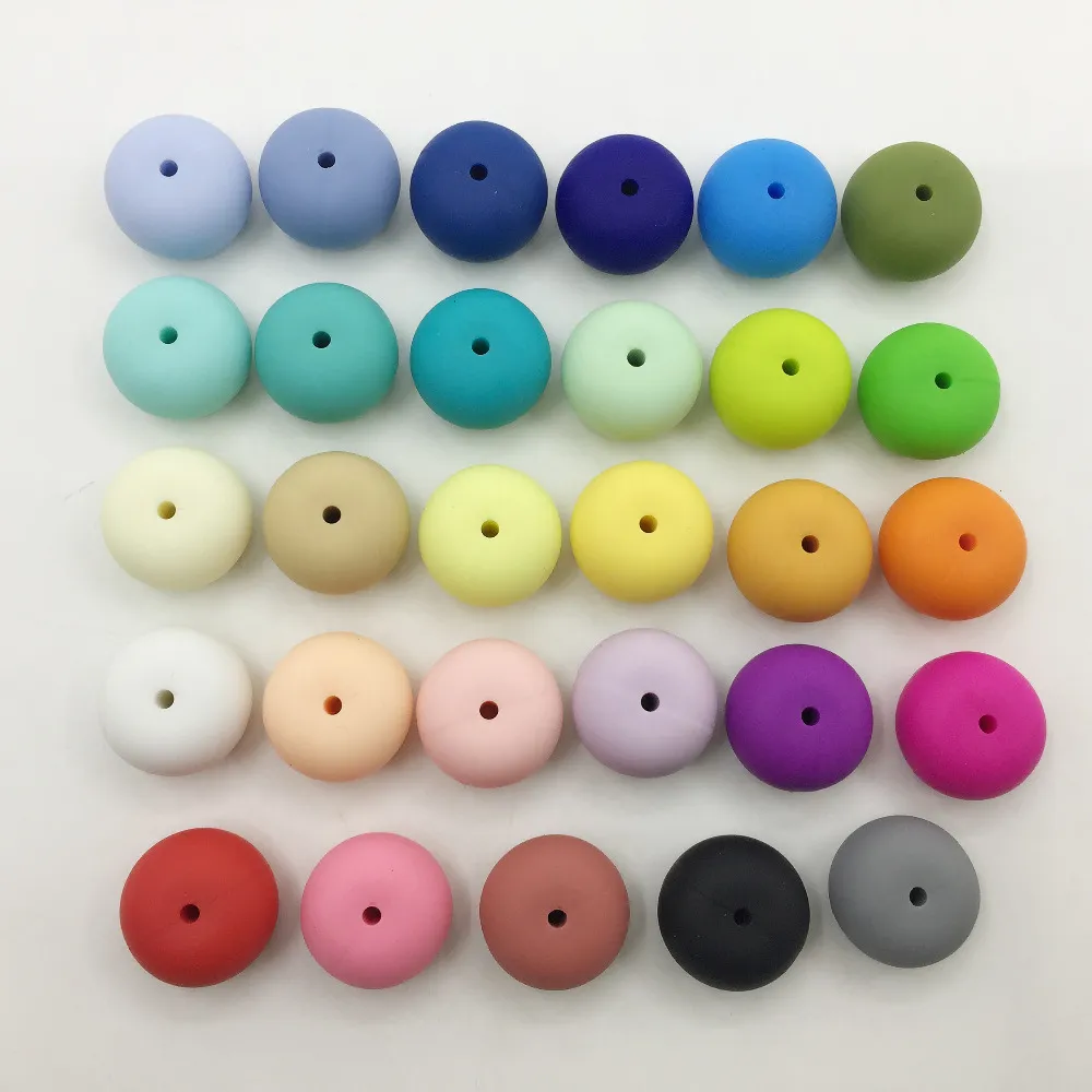 GEMENGDE kleuren DIY elastische siliconen tandjeskralen siliconen voedingskralen van Europa's meest populaire siliconen kralen satijnen koorden2683