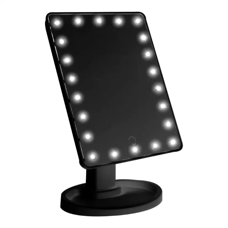 Vente chaude professionnel carré éclairé cosmétique debout maquillage miroir hollywood style grossissant led miroir de maquillage avec led