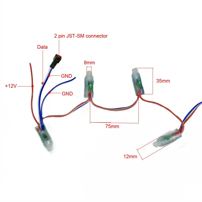 RGB LED 스트링 조명 IP68 방수 LED 픽셀 빛 DC5V 크리스마스 조명 색상 변경 요정 문자열 조명 IC 없음