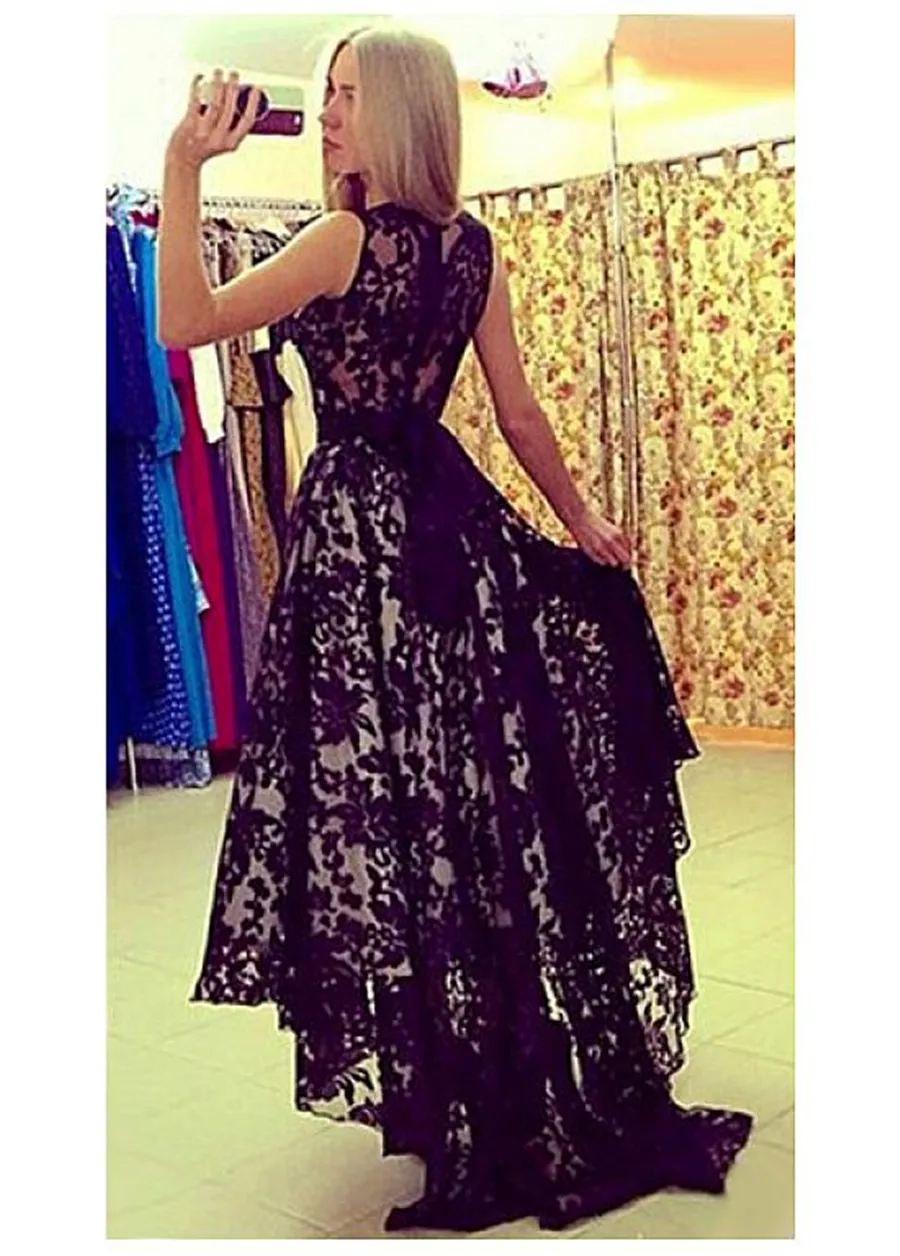 Jóia decote preto laço mangas altas vestidos de baile com vestido de noite de faixa vestidos de formatura longo